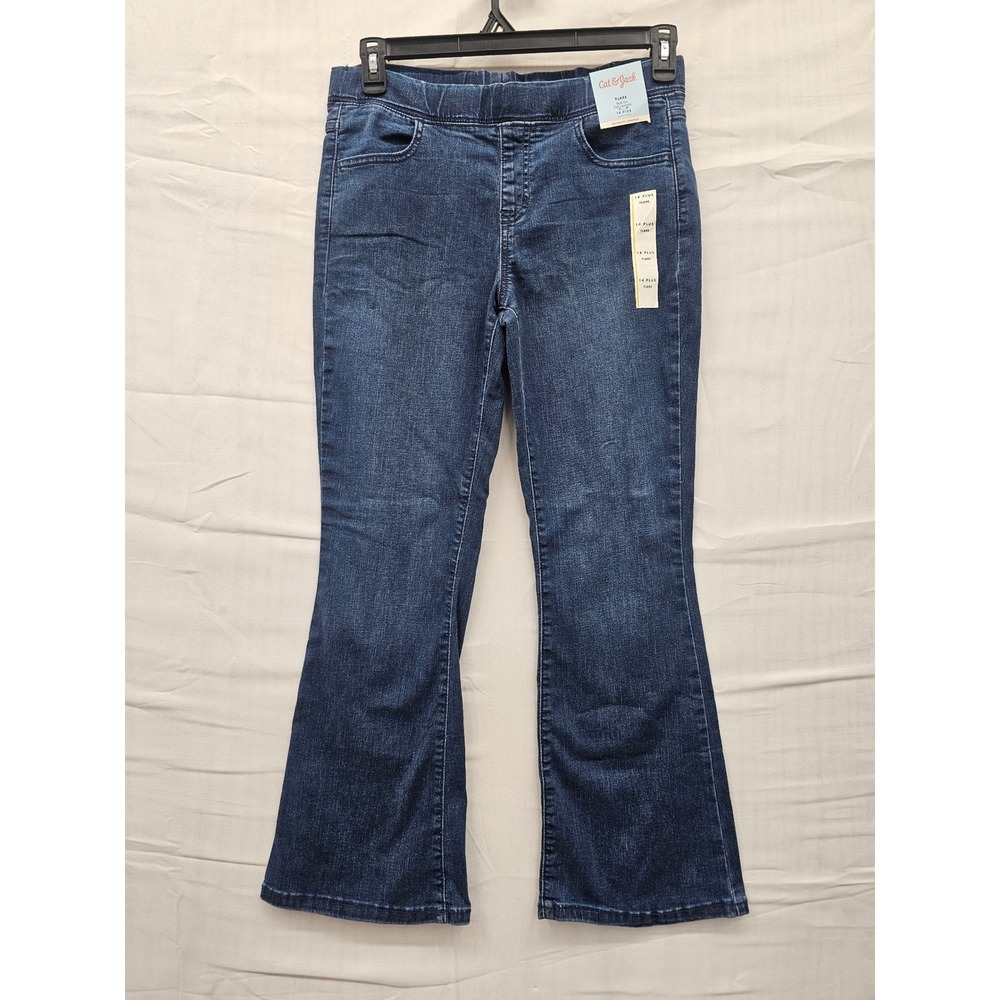Cat & Jack Girls 14 Plus Blue Flare Jeans Ultimate Stretch Pull On‎ Mid Rise NEW
